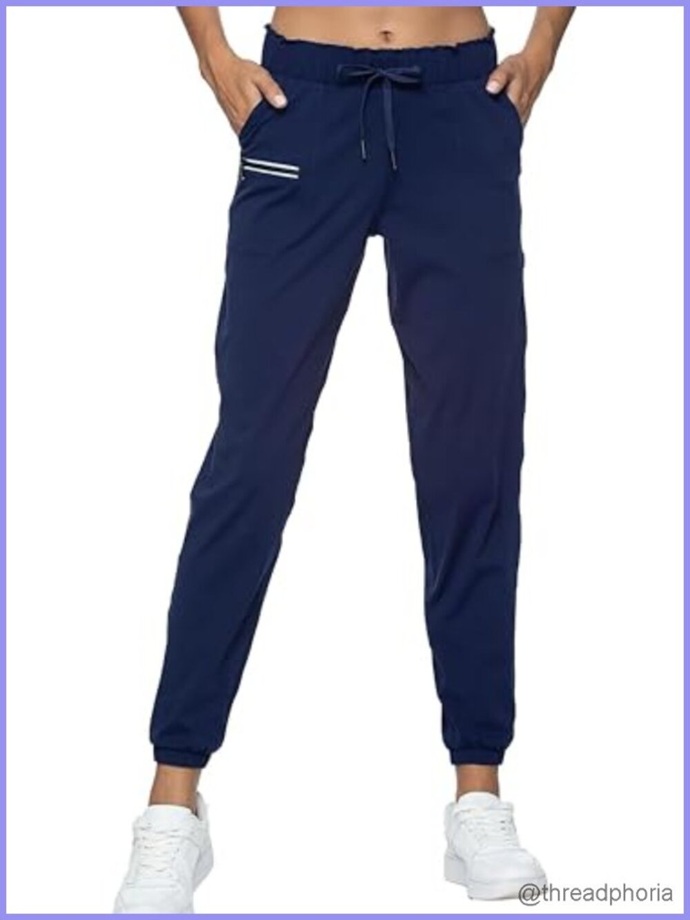 Lightweight Joggers with Pockets, Elastic Waist, Cuffed Ankle